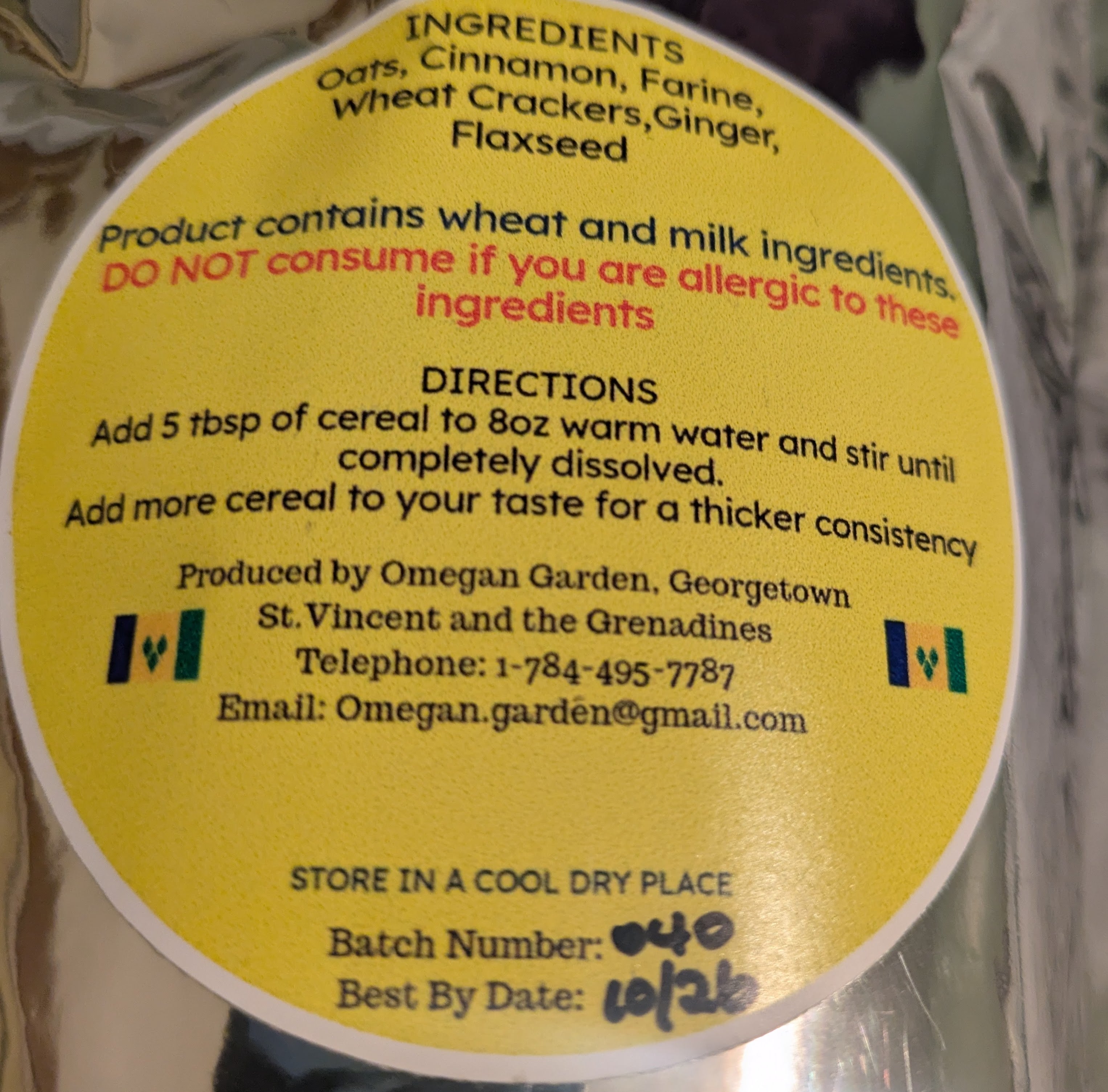Omegan Garden Cerealicious Caribbean Breakfast Cereal 8oz - All Natural Vincentian