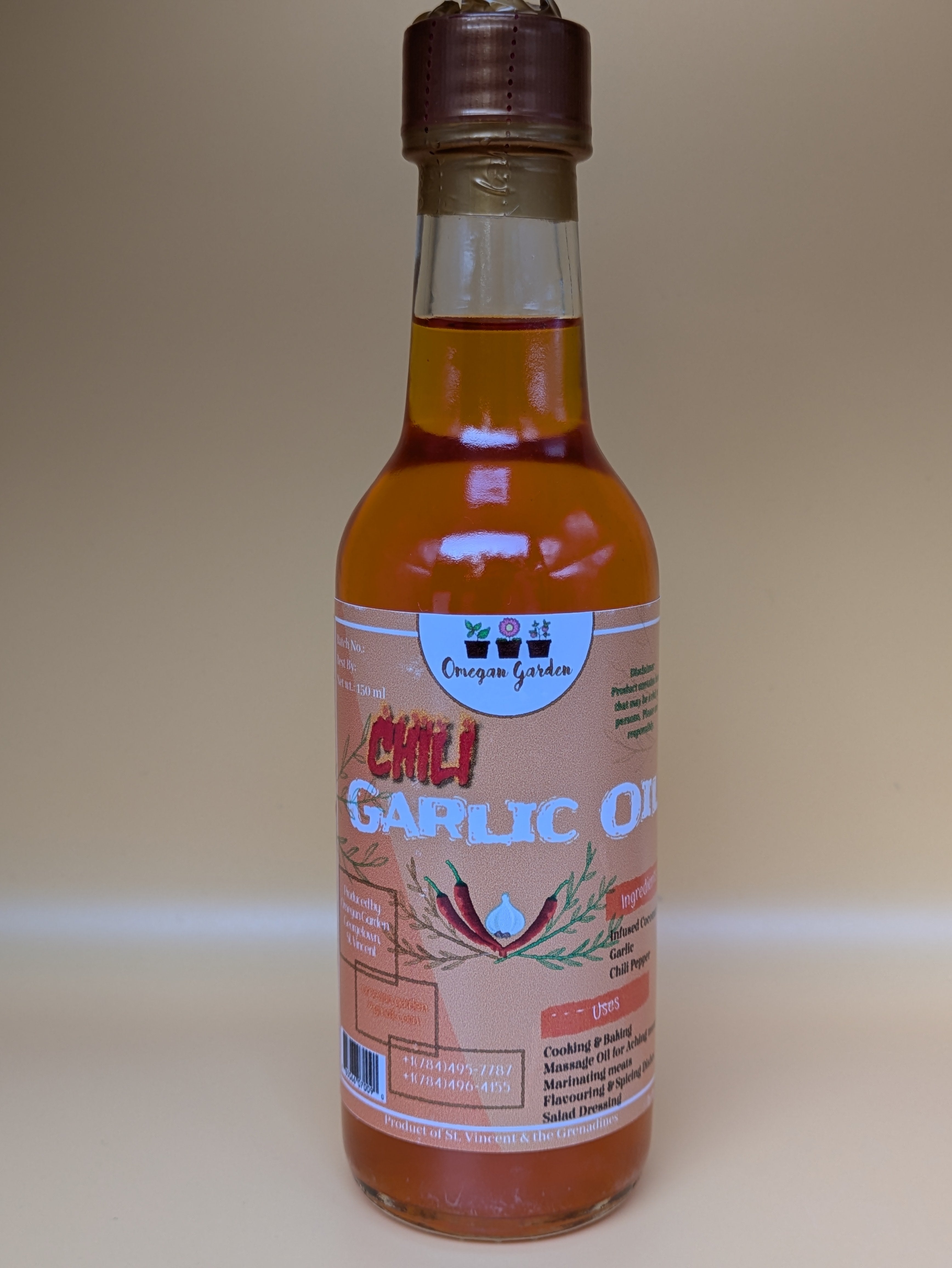 Omegan Garden Chilli Garlic Coconut Oil - Caribbean Cooking Oil Medium Spice
