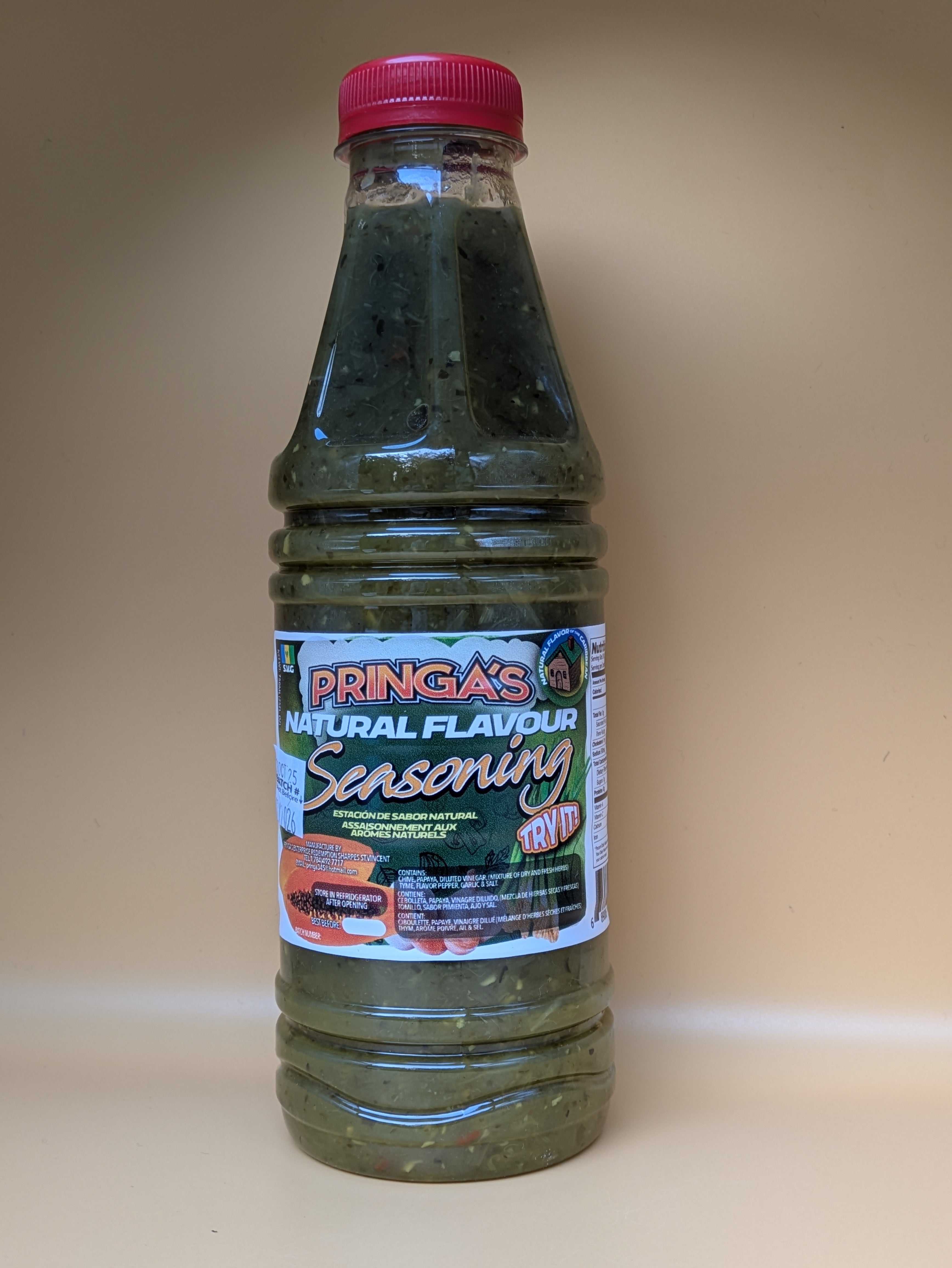 Pringa's Natural Flavour Green Seasoning 750ml